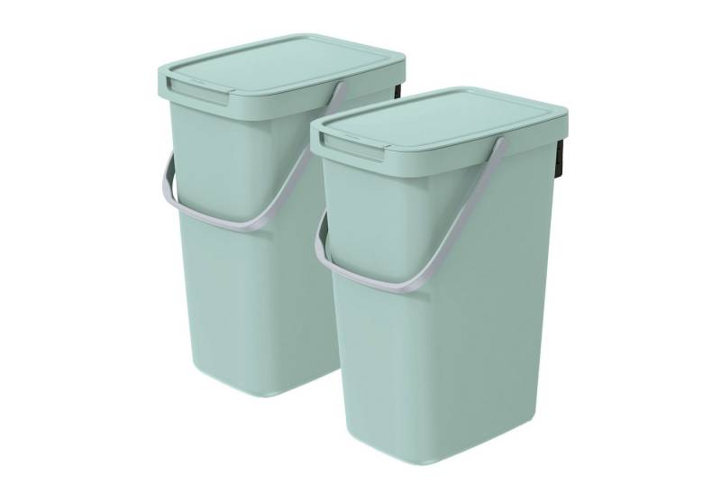 VidaAtHome.de Mülleimer Q-SYSTEMA Abfalleimer-Set 2 x 12 Liter, Platzsparendes Set für Recycling im Haushalt von VidaAtHome.de