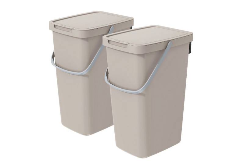VidaAtHome.de Mülleimer Q-SYSTEMA Abfalleimer-Set 2 x 20 Liter, Platzsparendes Set für Recycling im Haushalt von VidaAtHome.de
