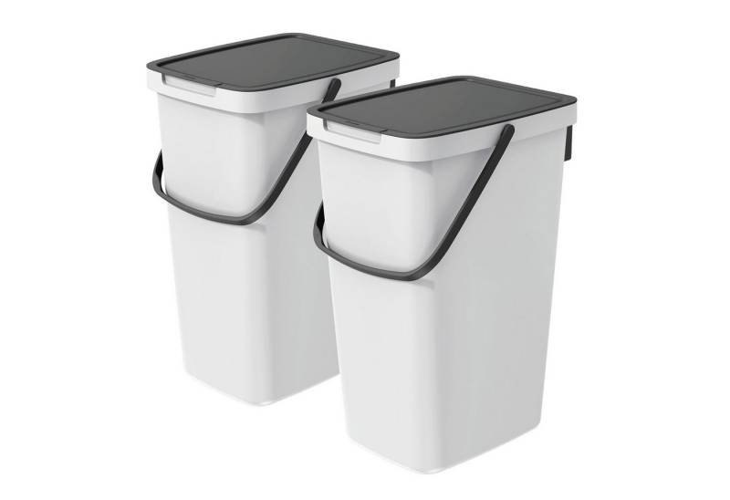 VidaAtHome.de Mülleimer Q-SYSTEMA Abfalleimer-Set 2 x 20 Liter, Platzsparendes Set für Recycling im Haushalt von VidaAtHome.de