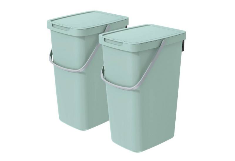 VidaAtHome.de Mülleimer Q-SYSTEMA Abfalleimer-Set 2 x 20 Liter, Platzsparendes Set für Recycling im Haushalt von VidaAtHome.de