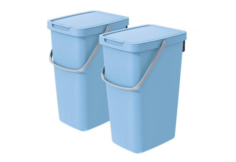 VidaAtHome.de Mülleimer Q-SYSTEMA Abfalleimer-Set 2 x 20 Liter, Platzsparendes Set für Recycling im Haushalt von VidaAtHome.de