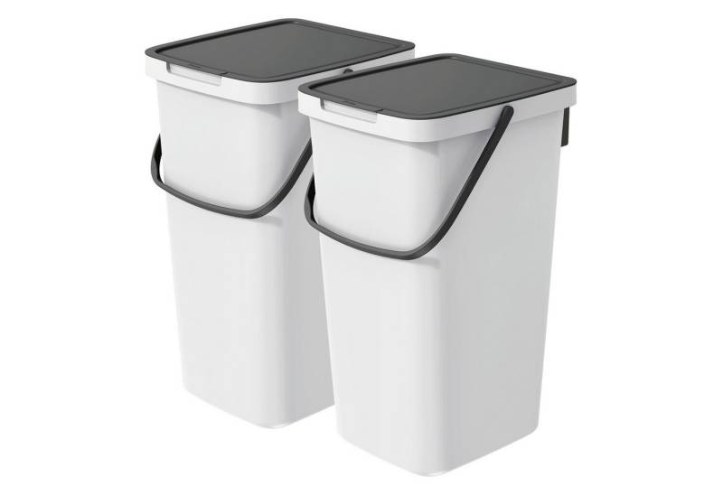VidaAtHome.de Mülleimer Q-SYSTEMA Abfalleimer-Set 2 x 25 Liter, Platzsparendes Set für Recycling im Haushalt von VidaAtHome.de