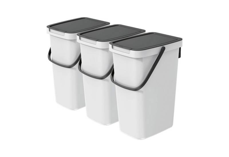 VidaAtHome.de Mülleimer Q-SYSTEMA Abfalleimer-Set 3 x 12 Liter, Mülltrennung für die Küche - platzsparend und flexibel von VidaAtHome.de