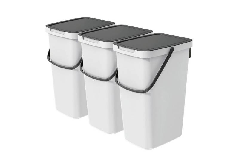 VidaAtHome.de Mülleimer Q-SYSTEMA Abfalleimer-Set 3 x 20 Liter, Mülltrennung für die Küche - platzsparend und flexibel von VidaAtHome.de