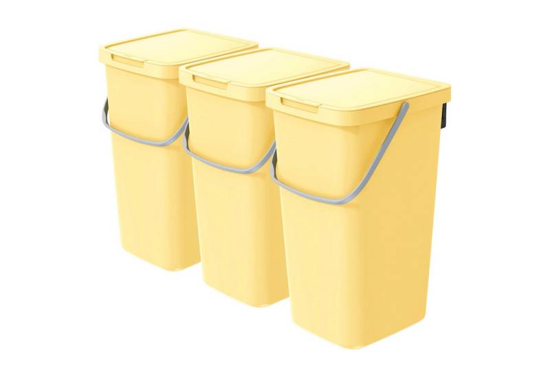 VidaAtHome.de Mülleimer Q-SYSTEMA Abfalleimer-Set 3 x 25 Liter, Mülltrennung für die Küche - platzsparend und flexibel von VidaAtHome.de