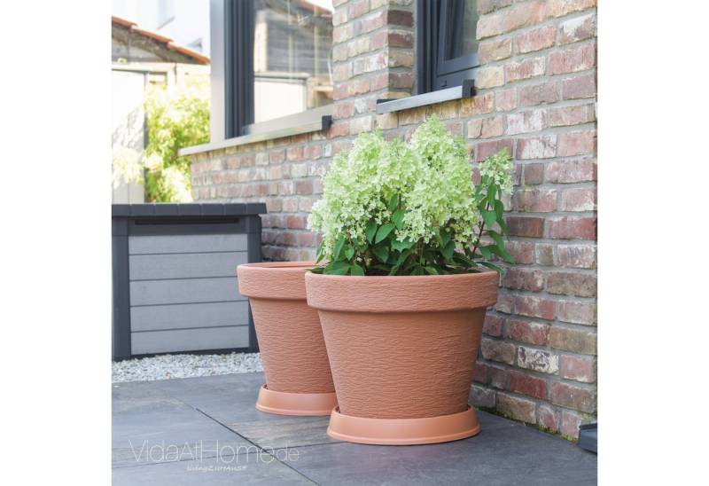 VidaAtHome.de Pflanzkübel Pflanzgefäß KLASSIK ø 60er mit Untersetzer - 2er Set (Spar-Set, 2x Pflanzgefäß KLASSIK ø 60, 2x Untersetzer) von VidaAtHome.de