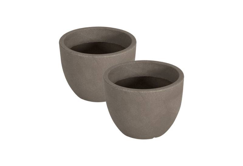 VidaAtHome.de Pflanzkübel Pflanzkübel MILANO ø 40er - 2er Set (Spar-Set, 2x Pflanzkübel MILANO ø 40er), Pflanzkübel in eleganter Natur-Optik, langlebig und robust von VidaAtHome.de