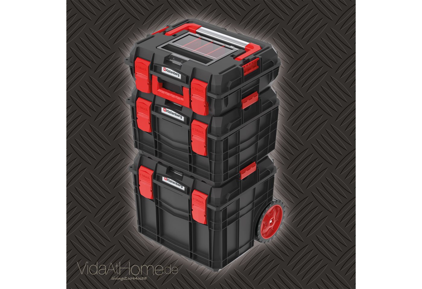 VidaAtHome.de Werkzeugkoffer original KISTENBERG® Profi Werkzeug-Trolley-Set C Block Alu Log XXL von VidaAtHome.de