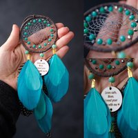 Auto Charm Drive Safe, Mama Personalisiertes Traumfänger Geschenk Für Mama, Mint Grau Kleiner Autospiegel Muttertag von VidaHandmadeUA