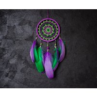 Lila Grün Mandala Traumfänger Kleiner Über Bett Dekor Häkeldeckchen Wandbehang Weihnachtsgeschenk Für Hippie Mädchen von VidaHandmadeUA