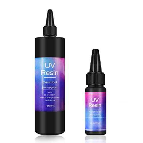 500g+30ml Kristallklares UV-Harz-Set, Ultraviolett/Solar 1 Minute Schnellhärtender Harzkleber für Gießen & Beschichten für Silikonformen Schmuckherstellung Anhängern Ohrringe Armbänder Handwerk DIY von VidaRosa