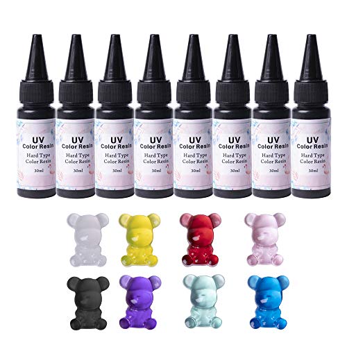 Set von 8x30ml UV-Farbharz Mehrfarbig Hohe Transparenz 8 süße Farben Kein Mischen Ungiftig Einfache und schnelle Verwendung für DIY-Kunstharz & Schmuckherstellung & Weihnachtsgeschenke von VidaRosa