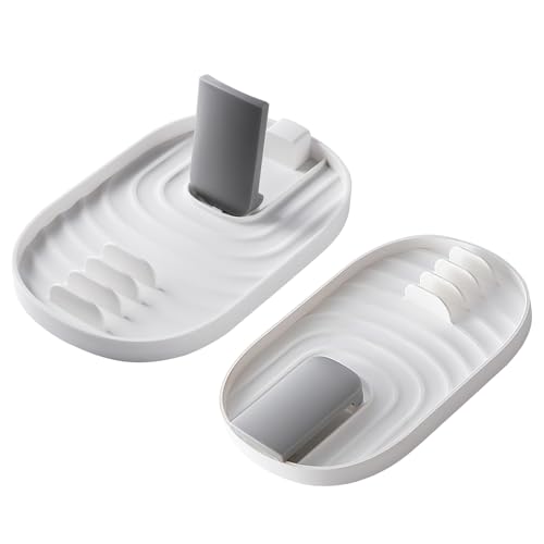 2 Stück,Topfdeckel Organizer，Multifunktionaler Küchenutensilienablage, Topfdeckelhalter Löffelablage Ständer, Topfdeckelablage und Besteckablage zur Vermeidung von Tropfflecken (Weiß) von Vidacharmy
