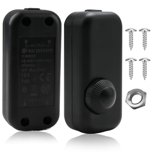 Interruptor Regulador de luz - Atenuador de Intensidad para Luces LED y Bombillas Regulables- 110-240V- Potencia Nominal 3-100 vatios- Rango de Brillo de Atenuación 0-100 por Ciento Ajuste Giratorio von Vidacharmy