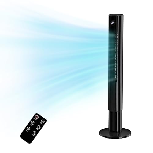 Vidacharmy 110 cm Turmventilator mit Fernbedienung, 26dB Leiser Turmventilator, 3 Geschwindigkeitstufen 3 Modi, 85° Oszillierender Stand Ventilatoren für Schlafzimmer, 4.2m/s Tower Fan mit 12H Timer Vidacharmy 110 cm Turmventilator mit Fernbedienung, 26dB Leiser Turmventilator, 3 Geschwindigkeitstufen 3 Modi, 85° Oszillierender Stand Ventilatoren für Schlafzimmer, 4.2m/s Tower Fan mit 12H Timer von Vidacharmy