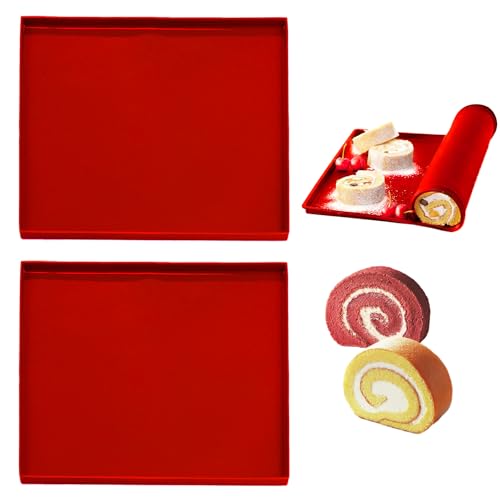 Vidacharmy 2 Stück Silikon-Backmatte, Antihaftbeschichtet, Rechteckig, Rot (30,5 x 25,8 x 1 cm) von Vidacharmy