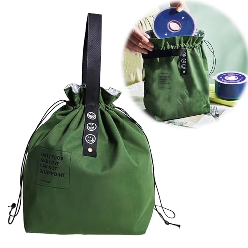 Vidacharmy Lunchtasche für Damen und Herren, Kühltasche Klein, Wiederverwendbare Isolierung Lunchbag, Thermo-Lunchtasche, Thermotasche mit Folienfutter für Arbeit, Schule, Picknick, Reisen Grün von Vidacharmy
