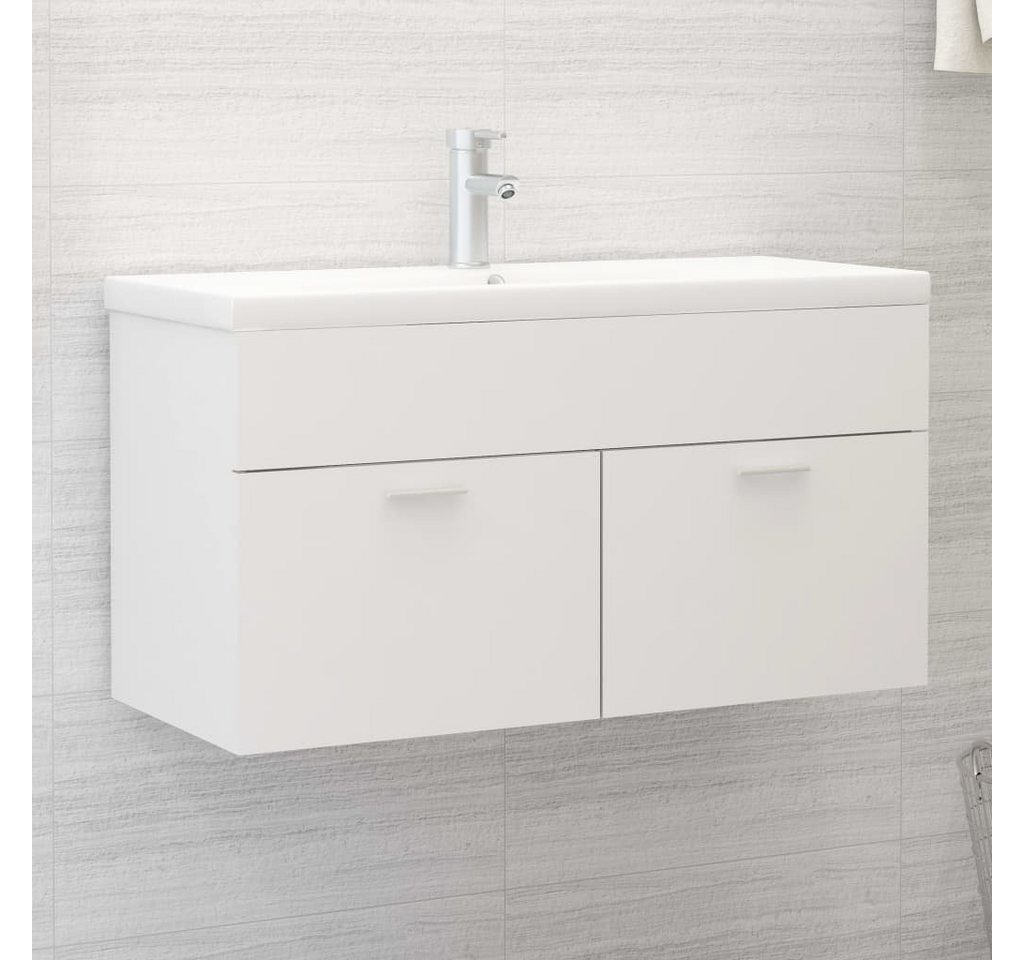 vidaXL Waschbeckenunterschrank Waschbeckenunterschrank mit Einbaubecken Weiß Holzwerkstoff (1-St) von Vidaxl