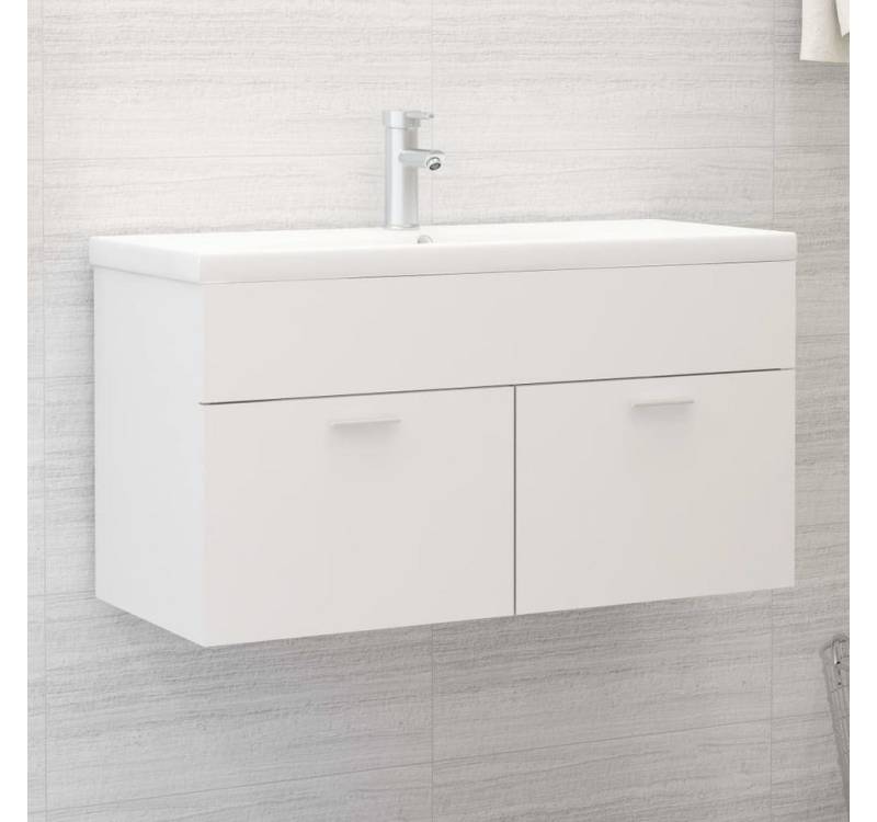 vidaXL Waschbeckenunterschrank Waschbeckenunterschrank mit Einbaubecken Weiß Holzwerkstoff (1-St) von Vidaxl