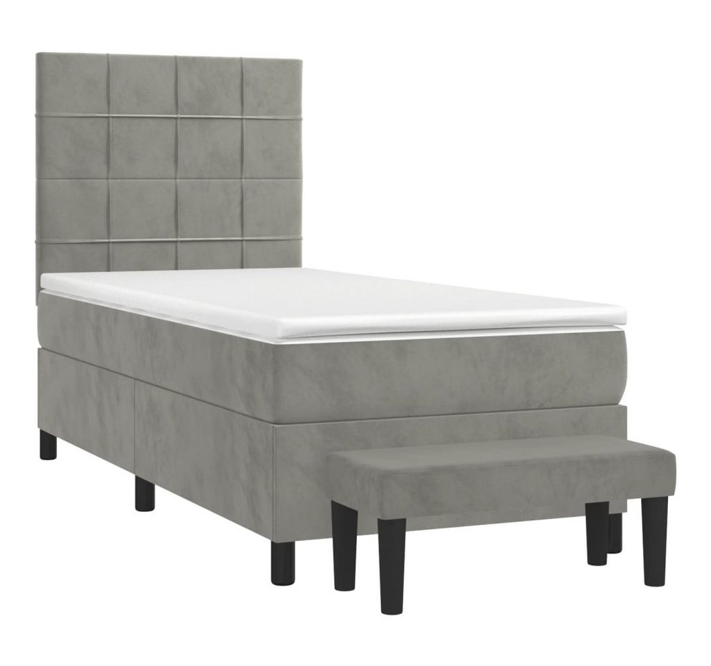 vidaXL Bett Boxspringbett mit Matratze Hellgrau 90x200 cm Samt von Vidaxl