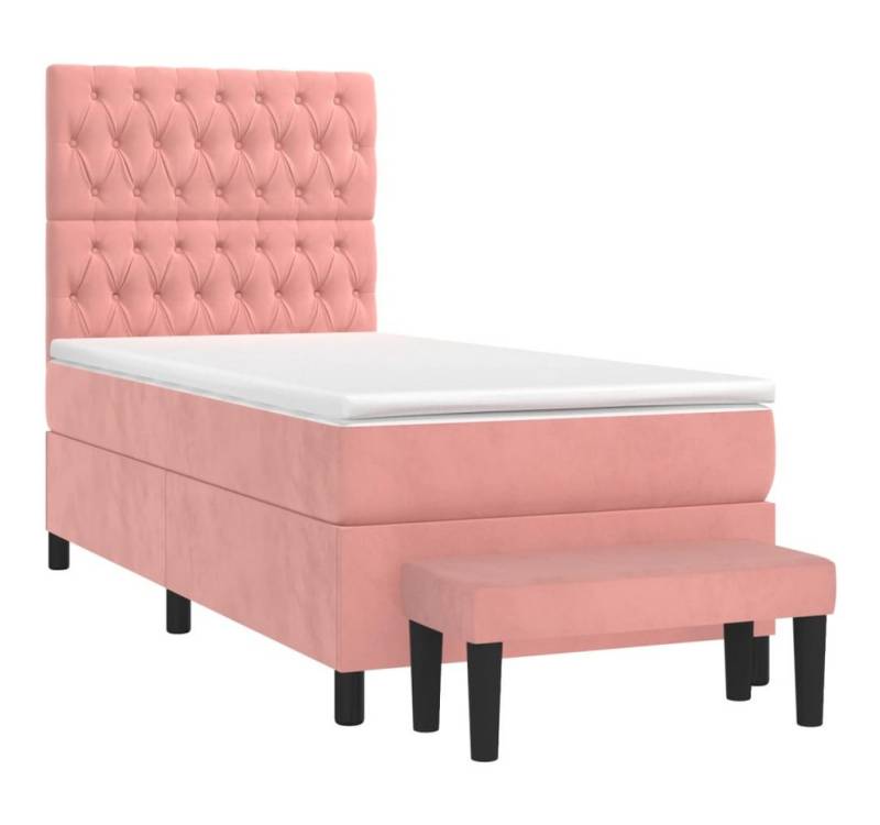 vidaXL Bett Boxspringbett mit Matratze Rosa 80x200 cm Samt von vidaXL