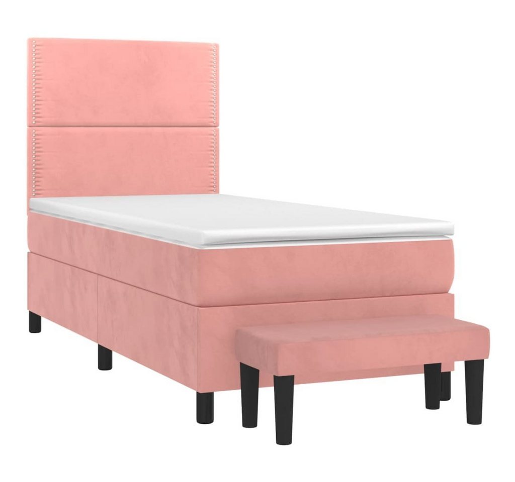 vidaXL Bett Boxspringbett mit Matratze Rosa 80x200 cm Samt von vidaXL