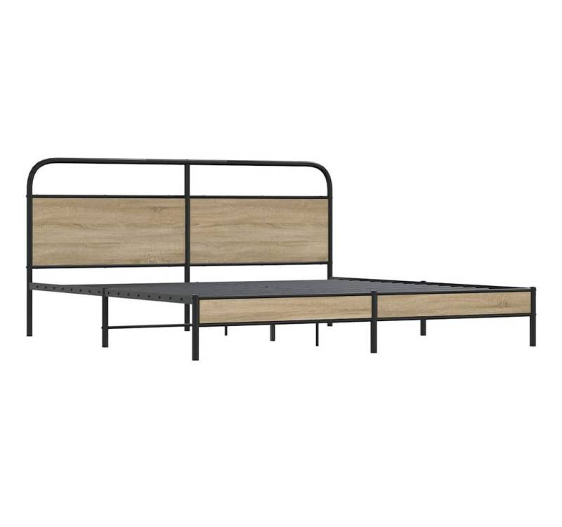 vidaXL Bett Metallbett ohne Matratze Räuchereiche 183x213 cm von Vidaxl