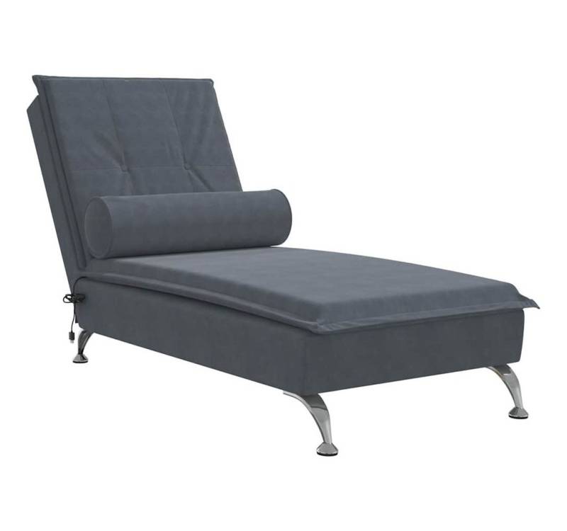 vidaXL Chaiselongue Massage-Chaiselongue mit Nackenrolle Dunkelgrau Samt, 1 Teile von Vidaxl