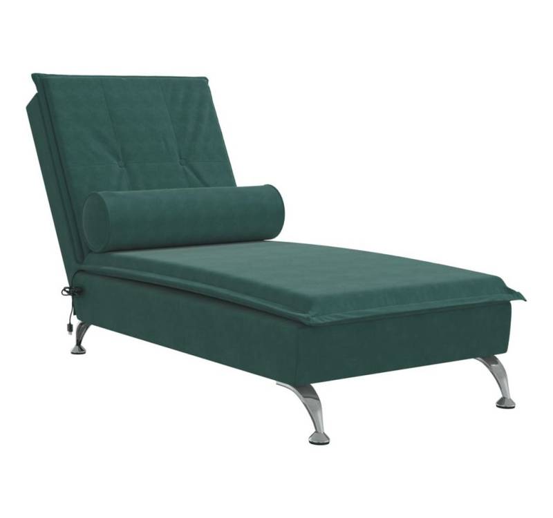 vidaXL Chaiselongue Massage-Chaiselongue mit Nackenrolle Dunkelgrün Samt, 1 Teile von Vidaxl