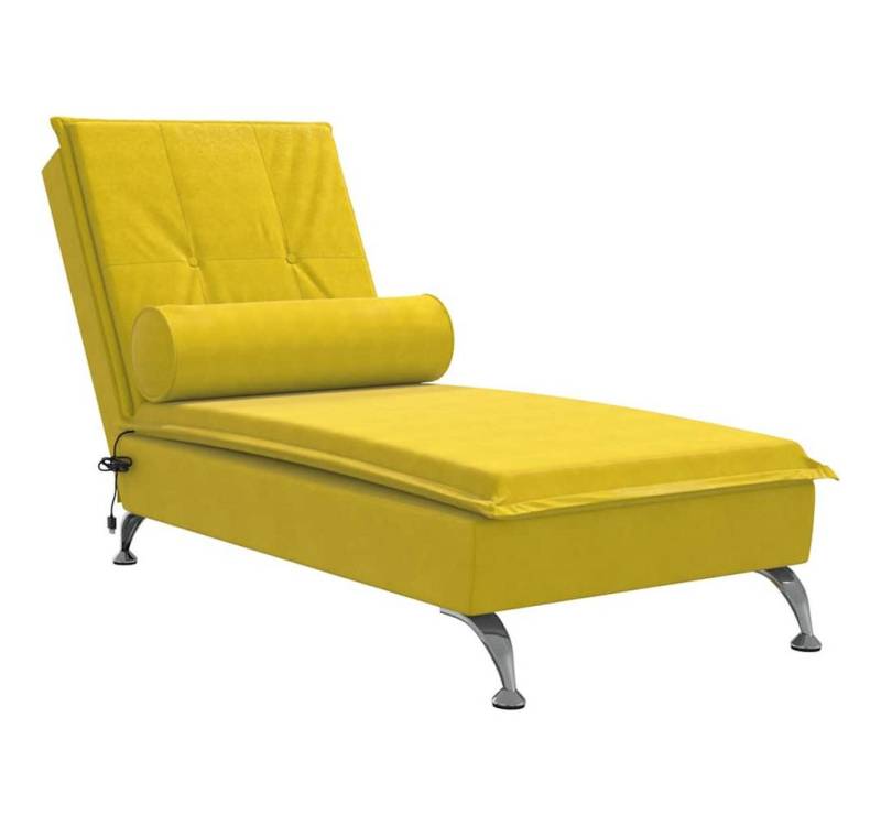 vidaXL Chaiselongue Massage-Chaiselongue mit Nackenrolle Gelb Samt, 1 Teile von Vidaxl