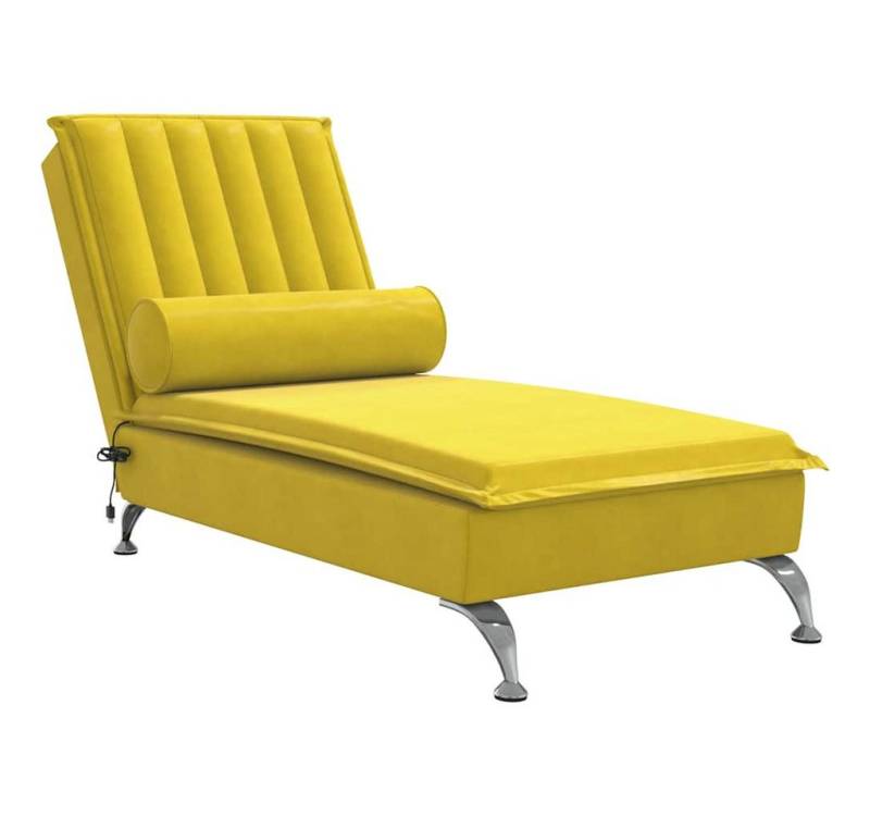 vidaXL Chaiselongue Massage-Chaiselongue mit Nackenrolle Gelb Samt, 1 Teile von Vidaxl