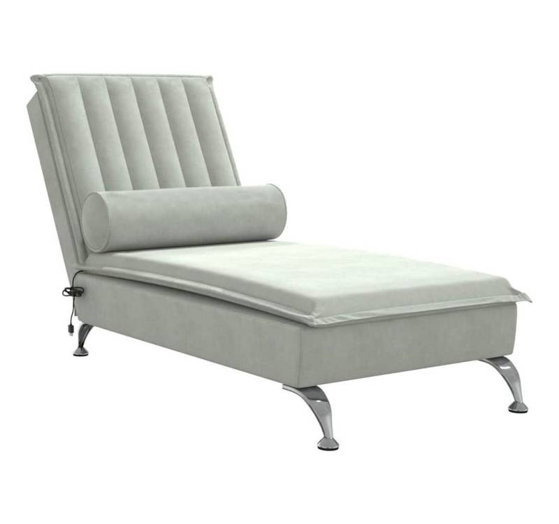 vidaXL Chaiselongue Massage-Chaiselongue mit Nackenrolle Hellgrau Samt, 1 Teile von Vidaxl