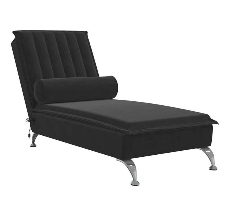 vidaXL Chaiselongue Massage-Chaiselongue mit Nackenrolle Schwarz Samt, 1 Teile von Vidaxl