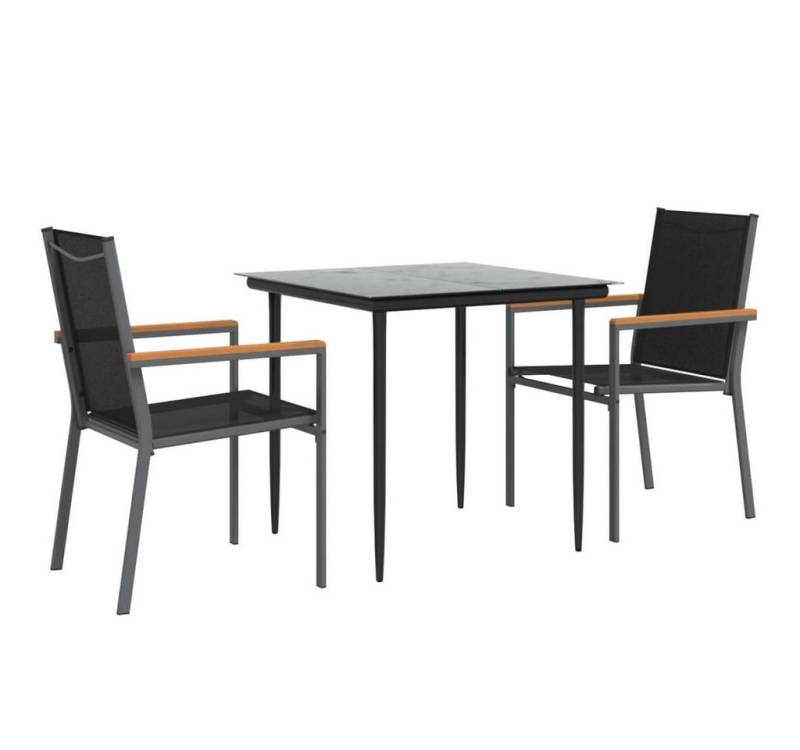 vidaXL Garten-Essgruppe 3-tlg. Garten-Essgruppe Schwarz Textilene und Stahl, (2-tlg) von Vidaxl