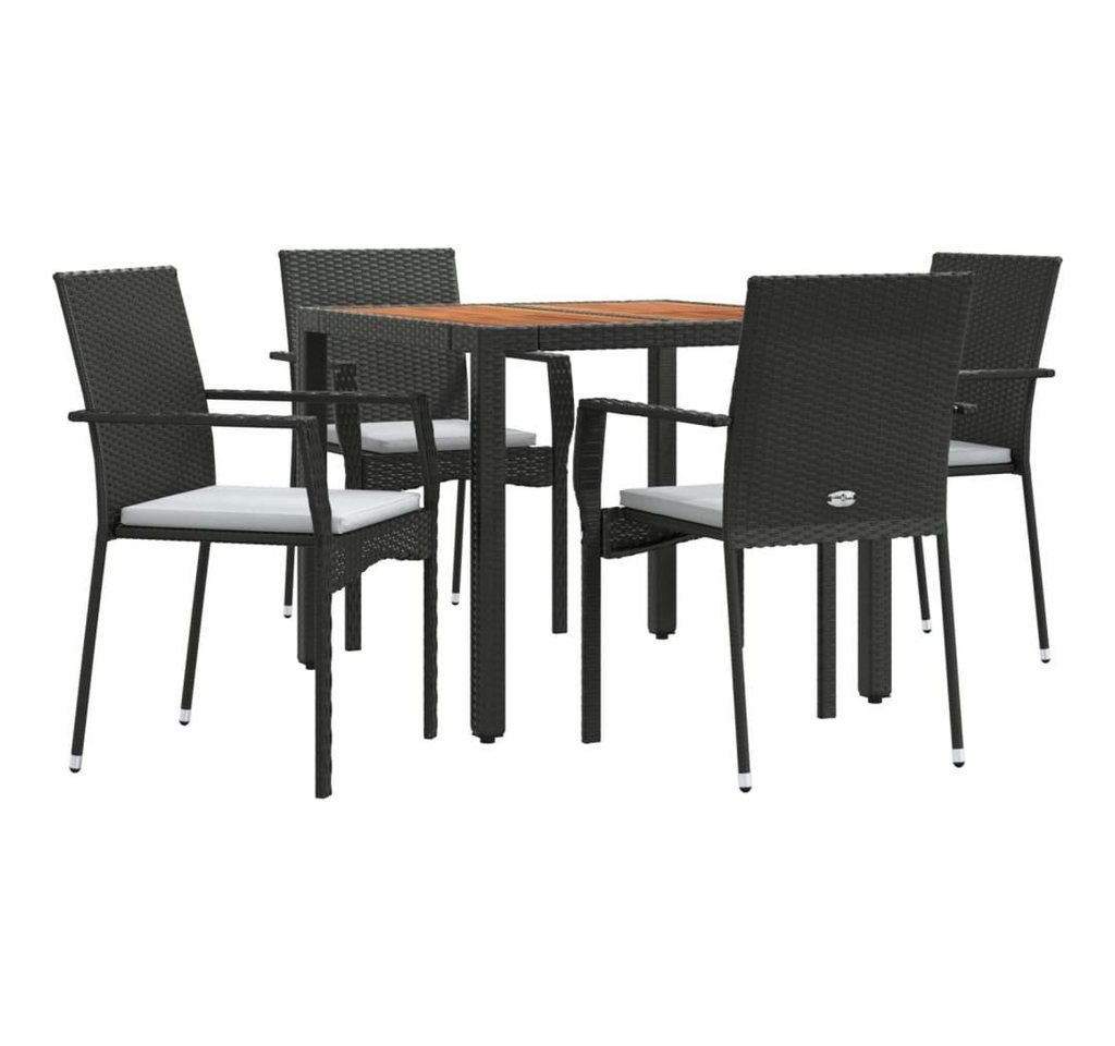 vidaXL Garten-Essgruppe 5-tlg. Garten-Essgruppe mit Kissen Schwarz Poly Rattan, (4-tlg) von Vidaxl