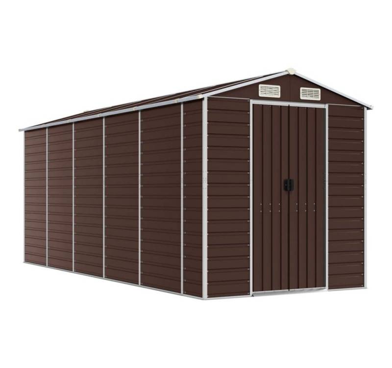 vidaXL Gartenhaus Gerätehaus Braun 191x470x198 cm Verzinkter Stahl von Vidaxl