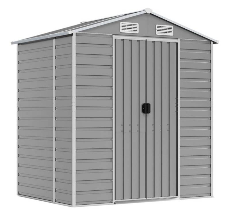 vidaXL Gartenhaus Gerätehaus Hellgrau 191x130x198 cm Verzinkter Stahl von Vidaxl