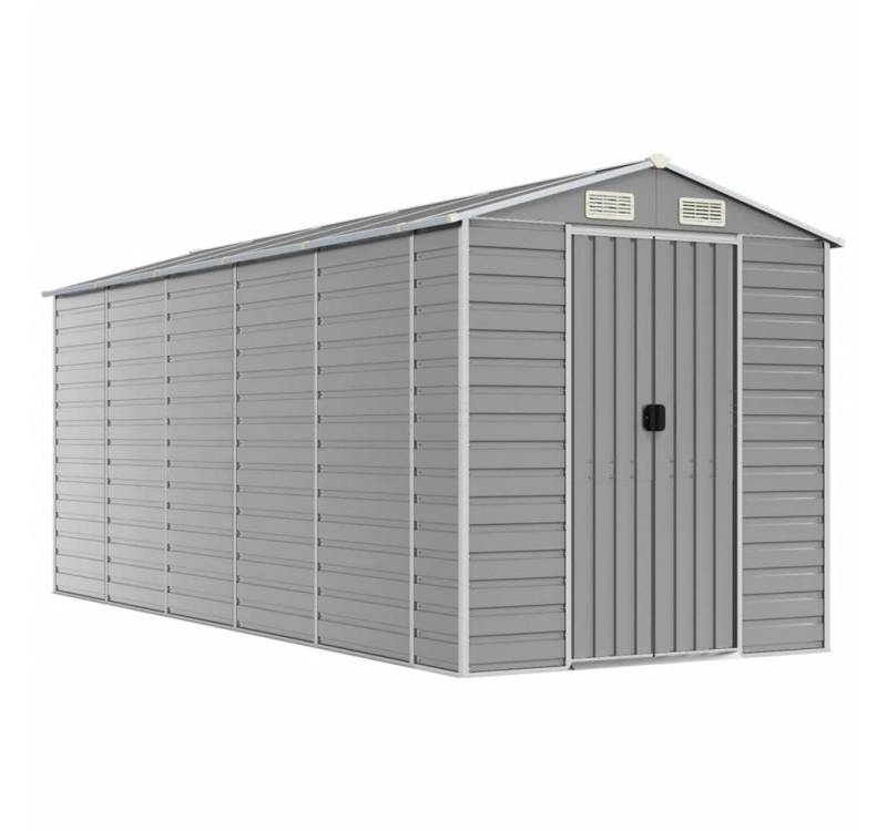 vidaXL Gartenhaus Gerätehaus Hellgrau 191x470x198 cm Verzinkter Stahl von Vidaxl