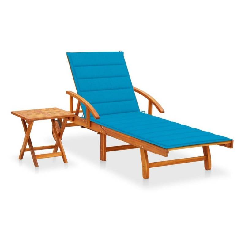 vidaXL Gartenliege Sonnenliege mit Tisch und Auflage Massivholz, 1 St. von Vidaxl