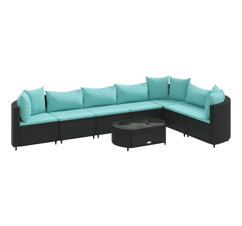 vidaXL Gartenlounge-Set 8-tlg. Garten-Sofagarnitur mit Kissen Schwarz Poly Rattan, (7-tlg) von Vidaxl