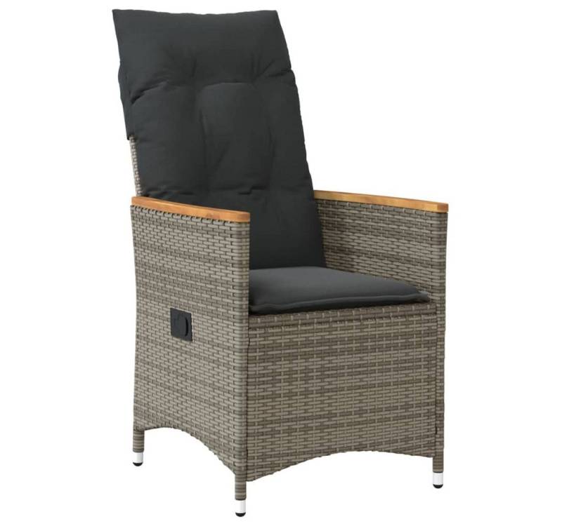 vidaXL Gartenstuhl Gartensessel Verstellbar mit Kissen Grau Poly Rattan (1 St) von Vidaxl