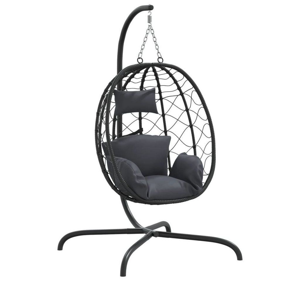 vidaXL Hollywoodschaukel Hängesessel Ei mit Kissen Anthrazit Poly Rattan & Stahl, 1 tlg. von Vidaxl