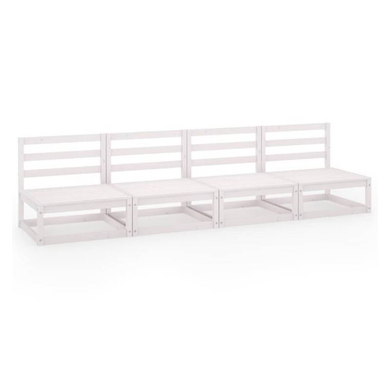 vidaXL Loungesofa Outdoor-Sofa 4-Sitzer Weiß Massivholz Kiefer, 1 Teile von Vidaxl