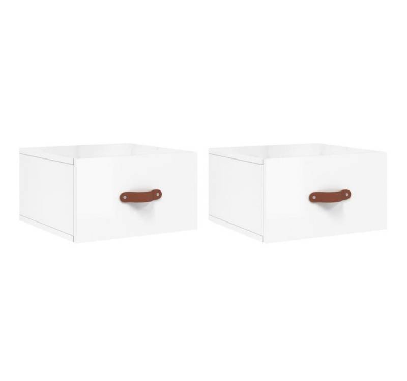 vidaXL Nachttisch Wand-Nachttische 2 Stk. Hochglanz-Weiß 35x35x20 cm (2-St) von vidaXL