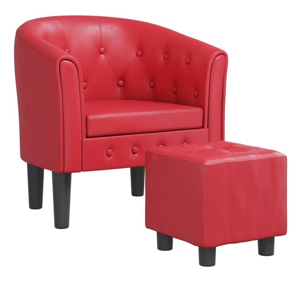 vidaXL Sessel Clubsessel mit Fußhocker Rot Kunstleder (1-St) von Vidaxl