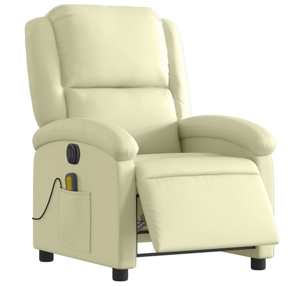 vidaXL Sessel Massagesessel Elektrisch Creme Echtleder (1-St) von Vidaxl