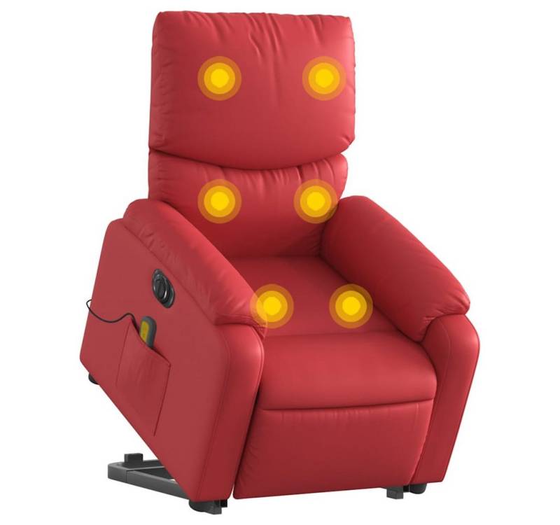 vidaXL Sessel Massagesessel mit Aufstehhilfe Elektrisch Rot Kunstleder (1-St) von Vidaxl
