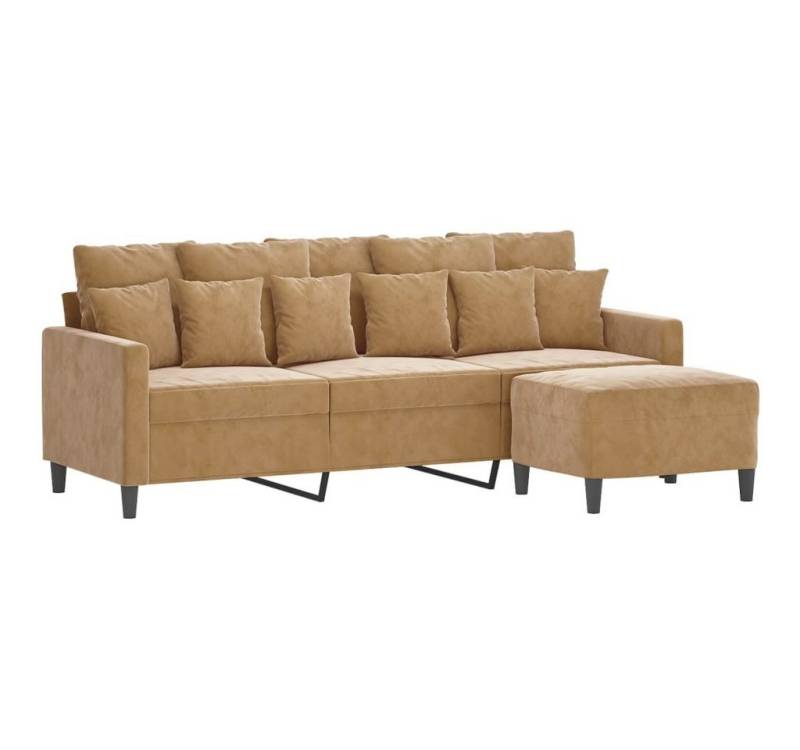 vidaXL Sofa 3-Sitzer-Sofa mit Hocker Braun 180 cm Samt von Vidaxl