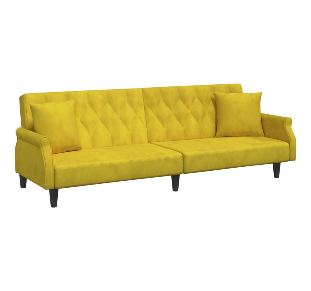 vidaXL Sofa Schlafsofa mit Armlehnen Gelb Samt von Vidaxl