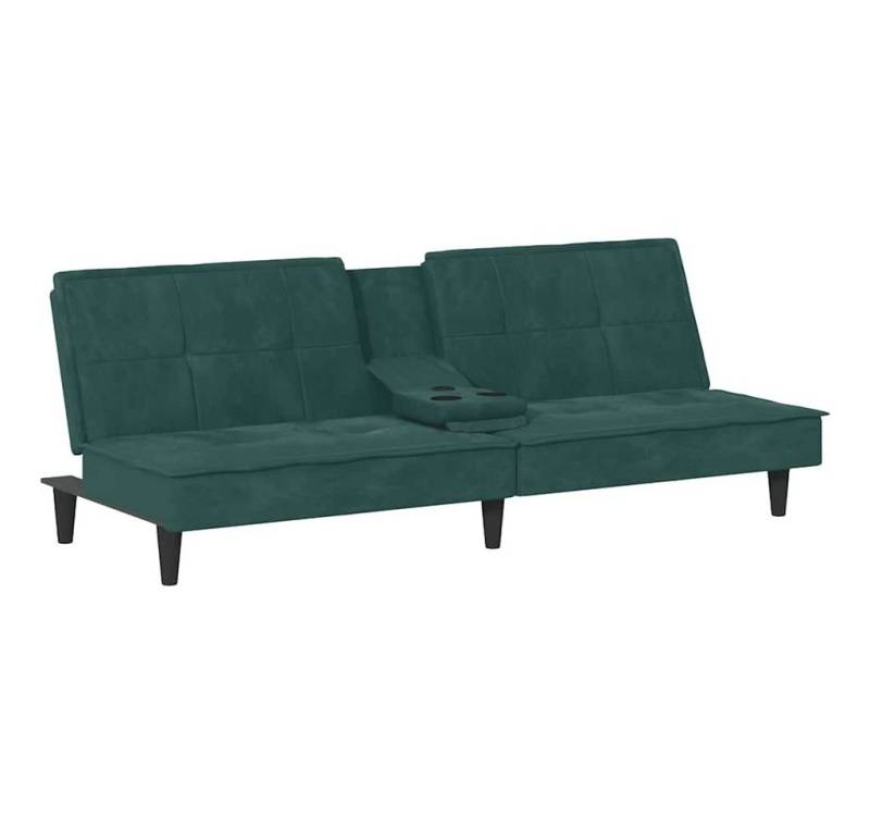 vidaXL Sofa Schlafsofa mit Getränkehaltern Dunkelgrün Samt von Vidaxl